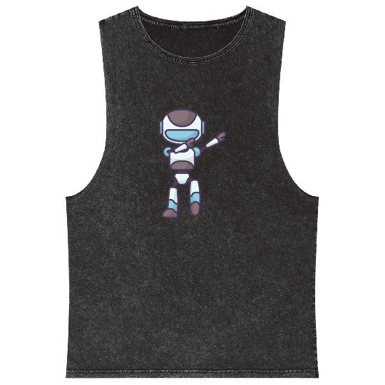 Robot Posing Mineral Wash Tank Tops