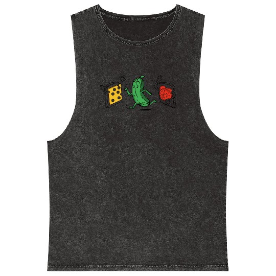 Baseball Pickle Runner Tomato Cheese Sandwich Joke Mineral Wash Tank Tops