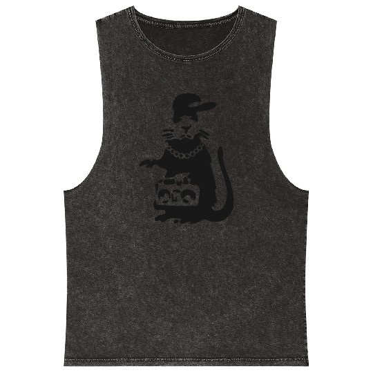 Gangsta Rat - Banksy Graffiti Mineral Wash Tank Tops