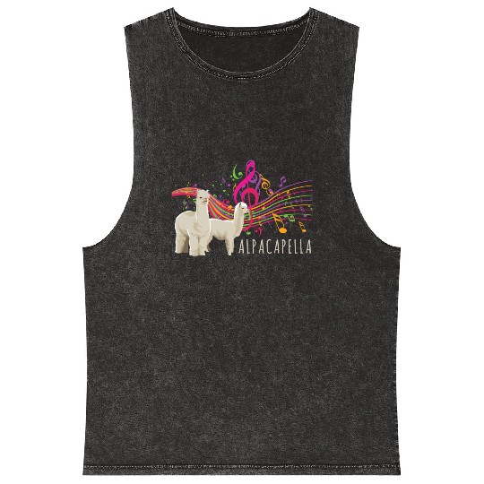 Funny Alpaca Animal Pun Alcapella music nout Mineral Wash Tank Tops
