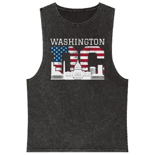 Washington Dc Capitol Hill Usa Flag Souvenir Gift Mineral Wash Tank Tops