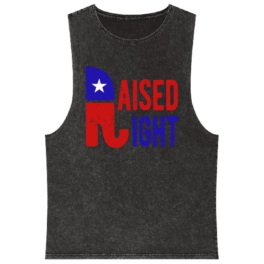 Raised Right Proud Republican Elephant Logo Usa Mineral Wash Tank Tops