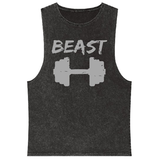 Beast Gym Logo Mineral Wash Tank Tops