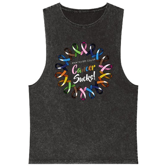 Whatever Color Cancer Sucks Ribbons Love Faith Sup Mineral Wash Tank Tops