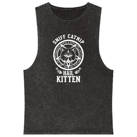 High Cat Sniff Catnip Hail Kitten Mineral Wash Tank Tops