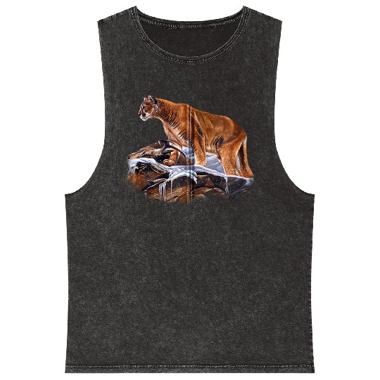 Mountain Lion Cougar Mineral Wash Tank Tops