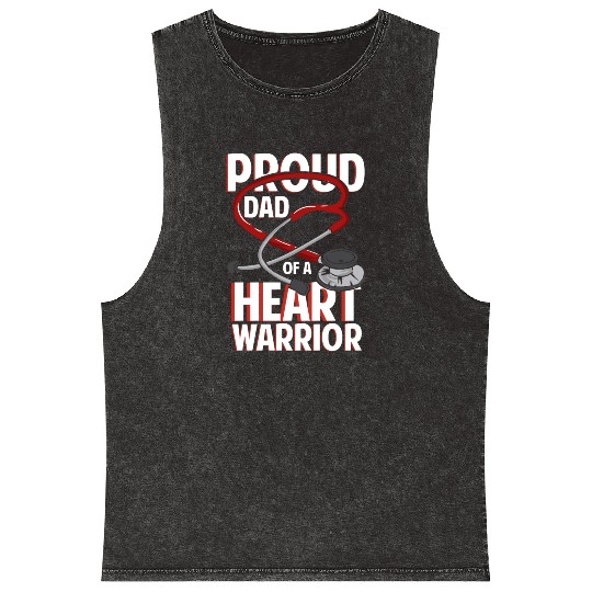 Proud Dad Of A Heart Warrior Coronary Disease CHD Mineral Wash Tank Tops