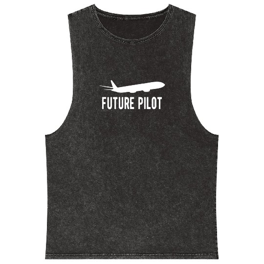 Pilot Aviation Airplane Airline Gift future Pilot Mineral Wash Tank Tops