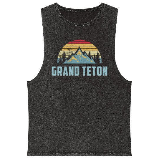 Grand Teton National Park Wyoming Mountain Sweat S Mineral Wash Tank Tops