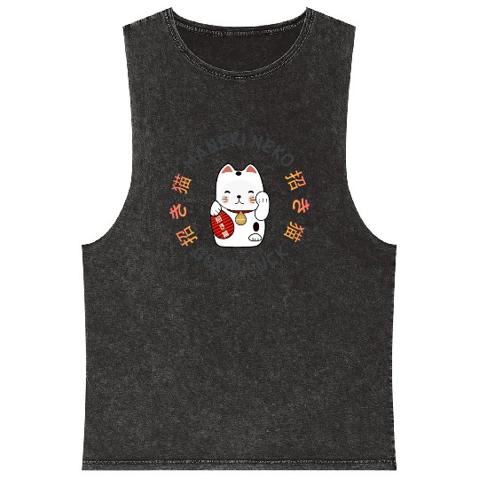 Maneki Neko: Lucky Cat Mineral Wash Tank Tops