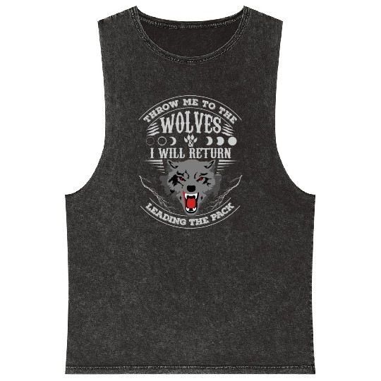 Grey Wolf Pack Attitude Quote Mineral Wash Tank Tops