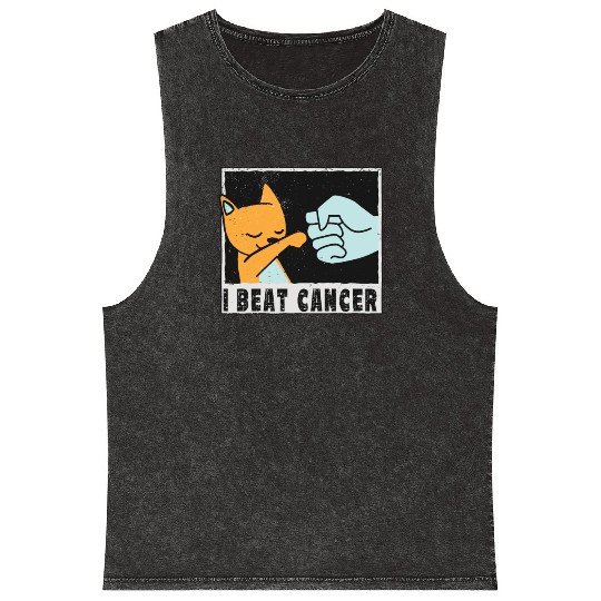 cut little Cat Cancer Survivor I Beat Cancer Mineral Wash Tank Tops