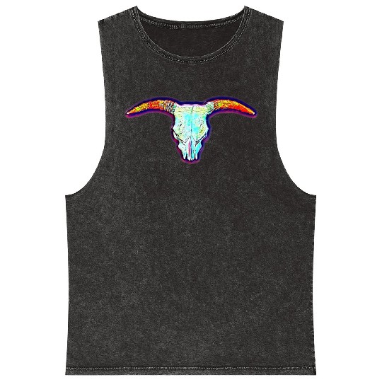 Cow skull Mineral Wash Tank Tops