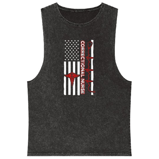 Correctional Nurse USA Flag Nursing RN Mineral Wash Tank Tops