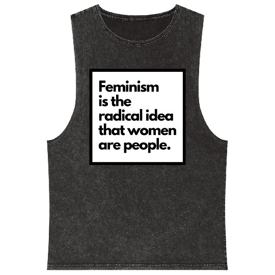 Feminism solid back sticker Mineral Wash Tank Tops