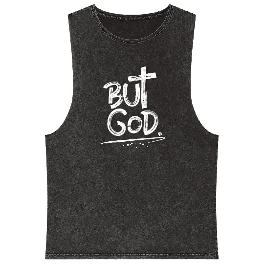 But God Cross Christian Mineral Wash Tank Tops