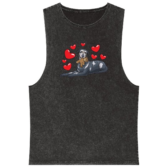 Irish Wolfhound Dog With Stuffed Animal Mineral Wash Tank Tops