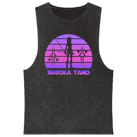 Ahsoka tano - Synthwave Mineral Wash Tank Tops