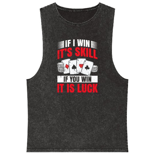 Poker Blackjack Cards Royal Flush Gambling Casino Mineral Wash Tank Tops