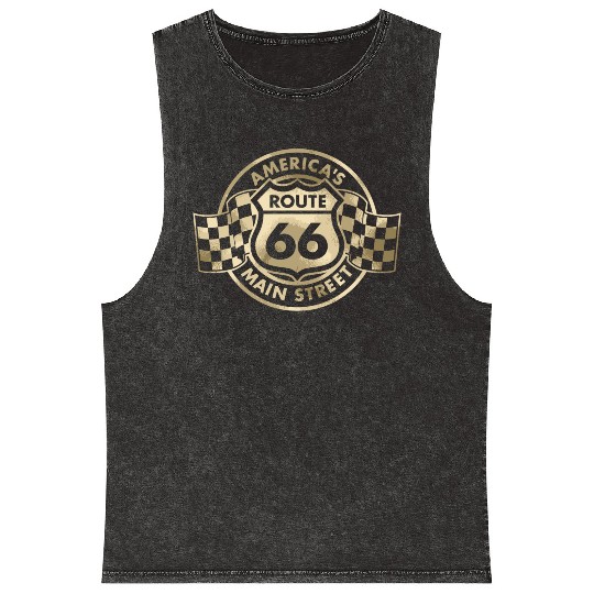 Route 66 America'S Main Street Glam Mineral Wash Tank Tops