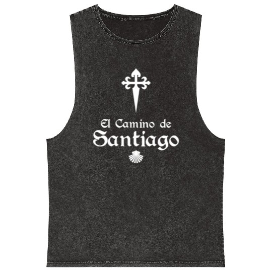 El Camino De Santiago Saint James Cross Scallo Mineral Wash Tank Tops