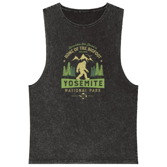 Yosemite National Park California Bigfoot Vintage Mineral Wash Tank Tops