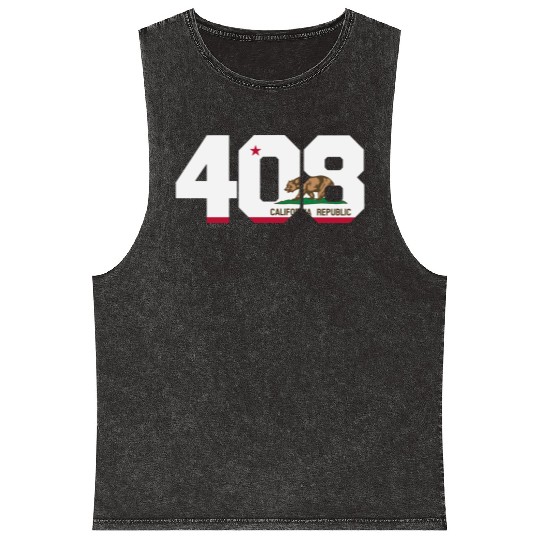 Area Code 408 San Jose California Mineral Wash Tank Tops