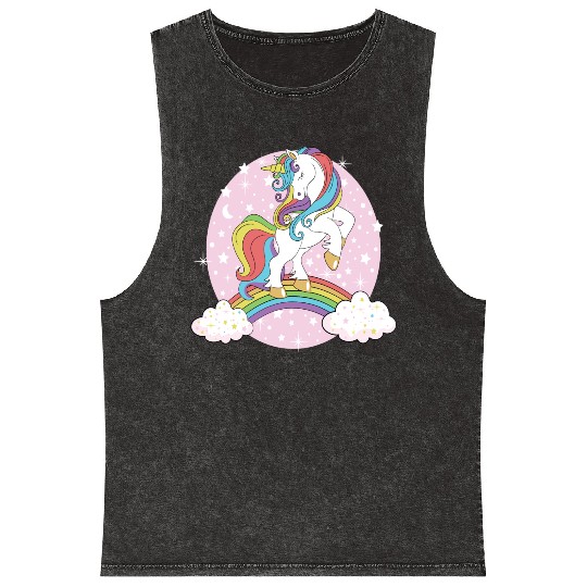 Unicorn rainbow Mineral Wash Tank Tops