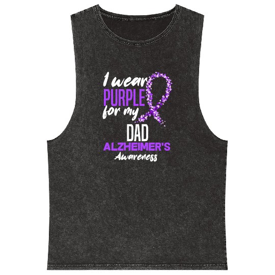 I Wear Purple For My Dad Alzheimer's Awareness Mineral Wash Tank Tops