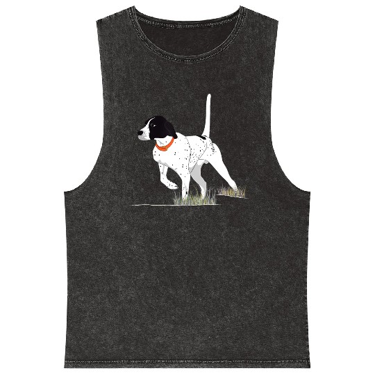 Bird Hunting Hunter English Pointer Dog Mineral Wash Tank Tops