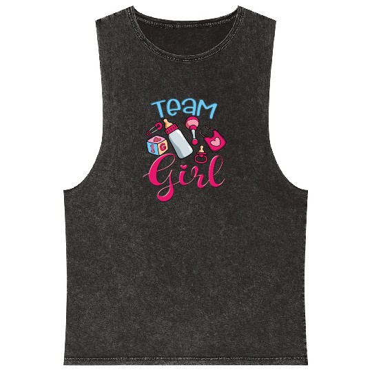 Cute Team Girl, Gender Reveal, It's A Baby Girl Mineral Wash Tank Tops