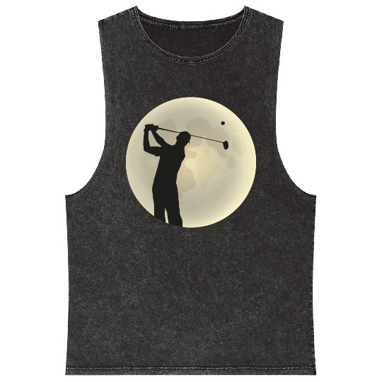 Golfer Silhouette Golf Golfer Moon Full Moon Mineral Wash Tank Tops