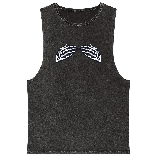 Women's Skeleton Hands Breasts Mineral Wash Tank Tops