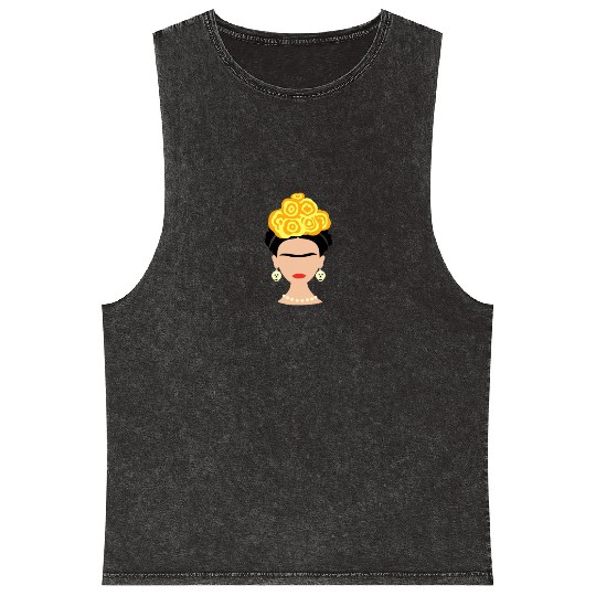 Viva Frida Kahlo Art Print Mineral Wash Tank Tops