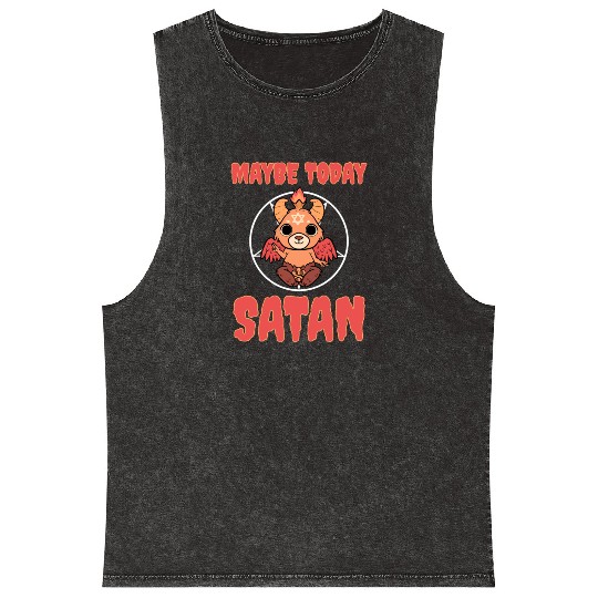 Baphomet Maybe Today Satan Mineral Wash Tank Tops