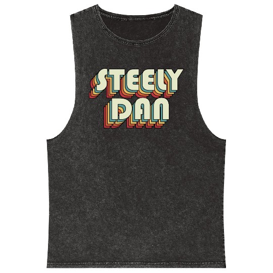 Steely Dan | Unique Retro Faded-Style Typography Mineral Wash Tank Tops