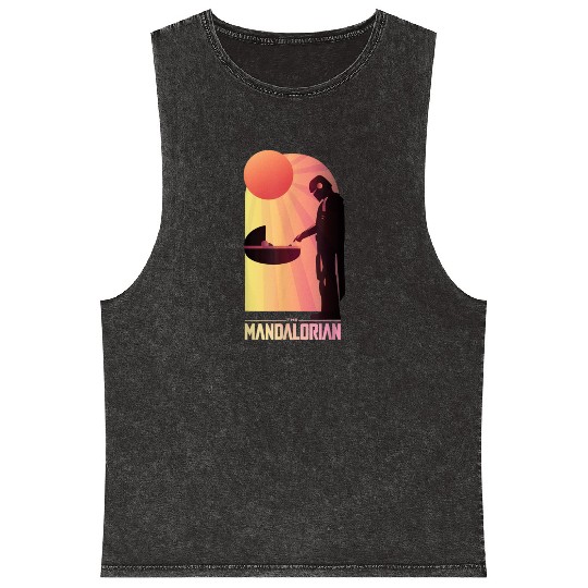 Star Wars The Mandalorian The Child Sunset Meeting Mineral Wash Tank Tops