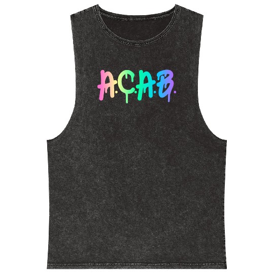 ACAB Rainbow Drip Mineral Wash Tank Tops