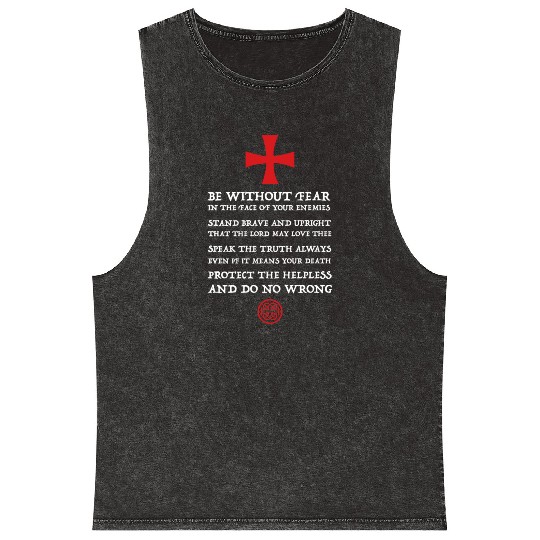 Crusader Knight Knights Templar Code Holy Cross Mineral Wash Tank Tops