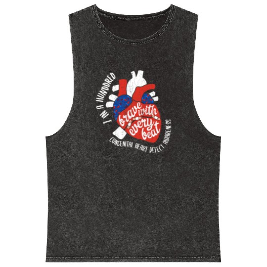 Brave With Every Beat CHD Awareness Happy Gift Mineral Wash Tank Tops