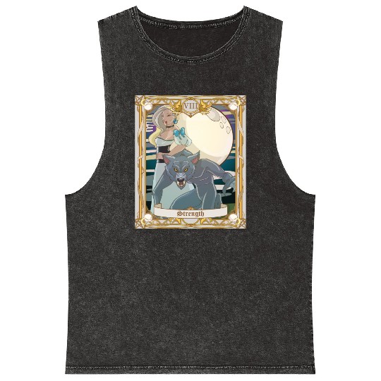 Strength Tarot Card, Major Arcana Anime Vampire Mineral Wash Tank Tops