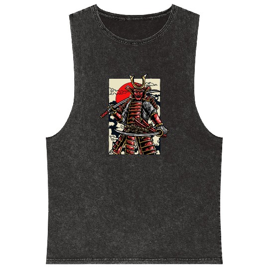 Katana Samurai Ninja Japan Shinobi Warrior Gift Mineral Wash Tank Tops