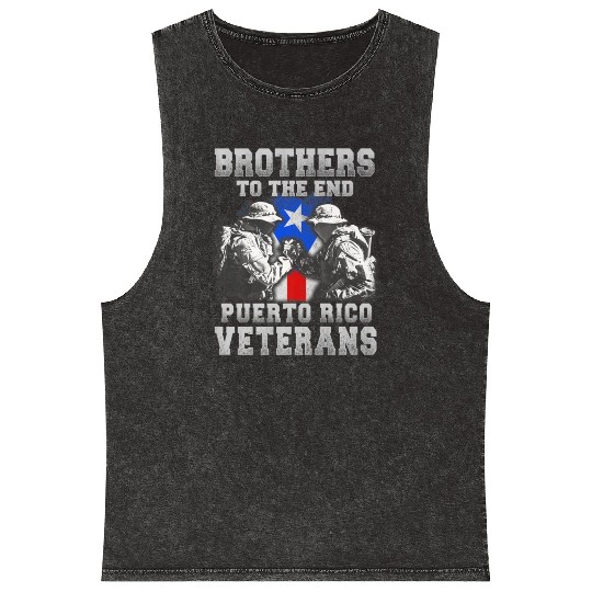 Veteran Gift-Great Brothers To The End Puerto Rico Mineral Wash Tank Tops