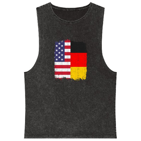 German American US Flag Germany Mineral Wash Tank Tops