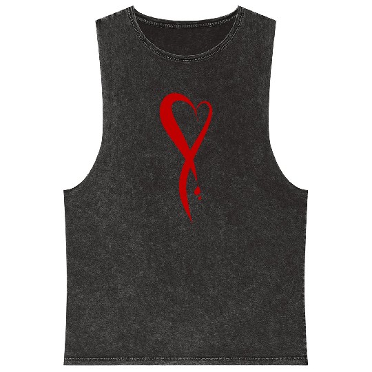 Heart bleeding, hand drawn Mineral Wash Tank Tops
