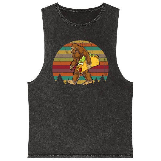 Bigfoot Taco Cool Black Gift Mineral Wash Tank Tops