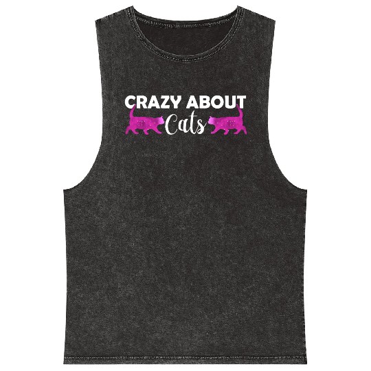 Crazy about cats - Cat lover - Cat owner gift Mineral Wash Tank Tops