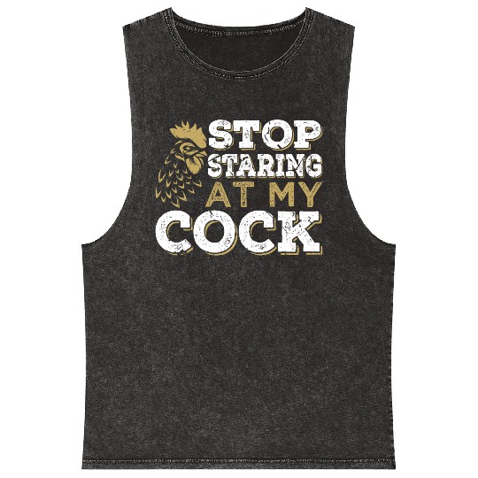 Chicken Cock Penis joke Sexual Mineral Wash Tank Tops