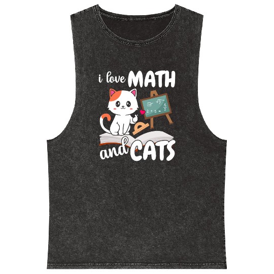I Love Math And Cats Mathematics Mineral Wash Tank Tops