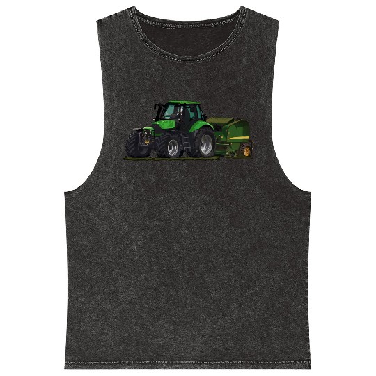 Light green tractor with a baler Mineral Wash Tank Tops